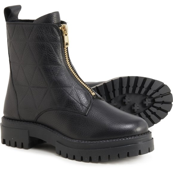 NEW SHOECOLATE Made in India Quilted Zip Boots - Leather  For Women black 463sn - Picture 1 of 6